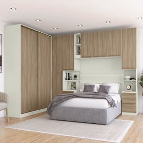 Guarda-roupa Modulado de Canto 5 Portas 3 Gavetas Seletto Areia/Jequitibá
