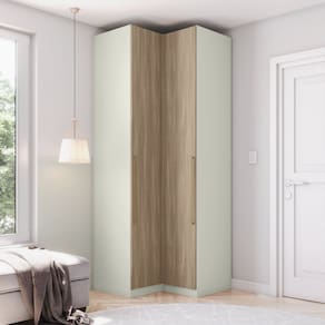 Guarda-roupa Modulado de Canto 2 Portas com Calceiro Seletto Areia/Jequitibá
