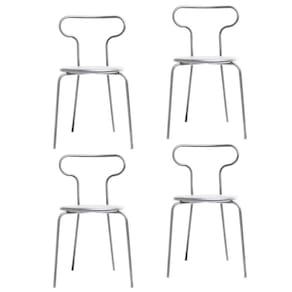Conjunto 4 Cadeiras Base Tubular Fixa Fantasminha Chef Prata/Branco