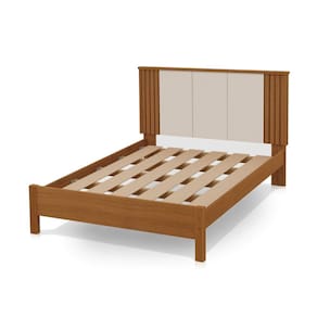 Cama de Casal 100% Mdf 123cm X 175cm Duo Freijó / Off White