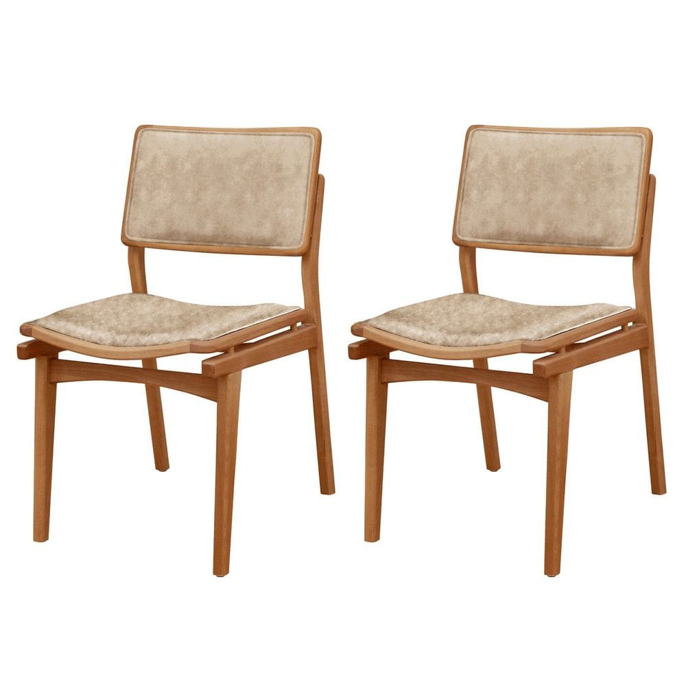 Conjunto com 2 Cadeiras em Madeira Eloa Milano / Imbuia Natural