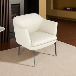 Poltrona Decorativa Sala de Estar em Couro Cristie Off White