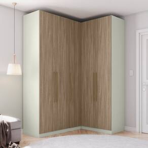 Guarda-roupa Modulado de Canto 5 Portas 3 Gavetas Seletto Areia /Jequitibá