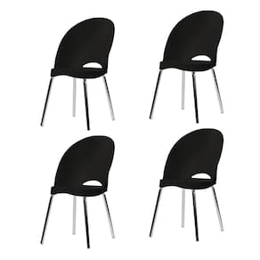 Conjunto 4 Cadeiras Base Tubular Fixa Boston Cromado/Preto