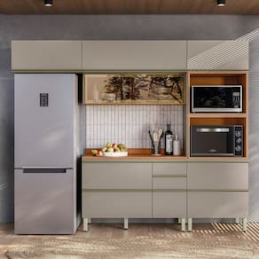 Cozinha Completa 270cm X 218,5cm Aéreo Rft Tq 4 Peças Proença Nogueira/Nude Prime