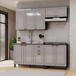 Cozinha Completa 4 Peças sem Tampo Paris Cinza/Titânio