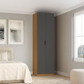 Módulo Guarda-roupa 2 Portas com Gavetas 90cm X 240cm Clean Altezza Freijó/Titânio