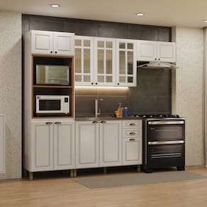 Cozinha Completa 4 Peças com Vidro sem Tampo Paris Branco