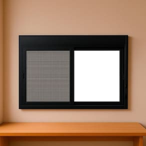Janela Persiana com Tela Mosquiteira 200x120cm Vidro de Segurança 6cm Fábrica do Alumínio Preto