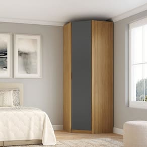 Módulo Guarda-roupa 1 Porta Canto 45 Clean Altezza Freijó/Titânio