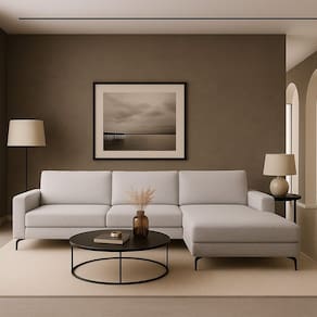 Sofá 3 Lugares com Chaise Direito Loft Cinza / Branco
