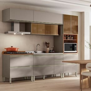 Cozinha Completa 5 Peças 100% Mdf Proença Nogueira/Nude Prime