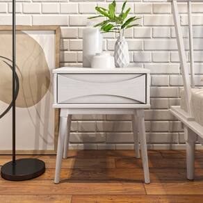 Mesa de Cabeceira com 1 Gaveta Nordik Branco Lavado
