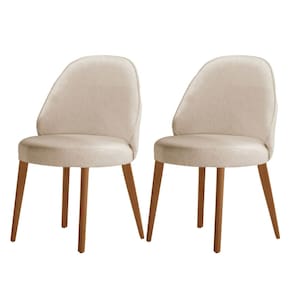Conjunto com 2 Cadeiras em Madeira Ester Off White/ Imbuia Natural