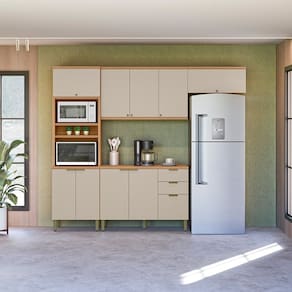 Cozinha Compacta 4 Peças com Torre Quente Selene Jequitibá /Off White Fosco