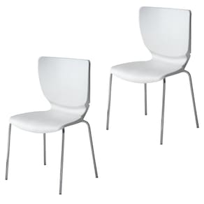 Conjunto 2 Cadeiras Base Tubular Fixa Mono Prata/Branco