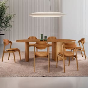 Conjunto Mesa 180cm X 80cm Tampo Mdf Canto Copo 6 Cadeiras Celeste Star Caramelo / Imbuia Natural