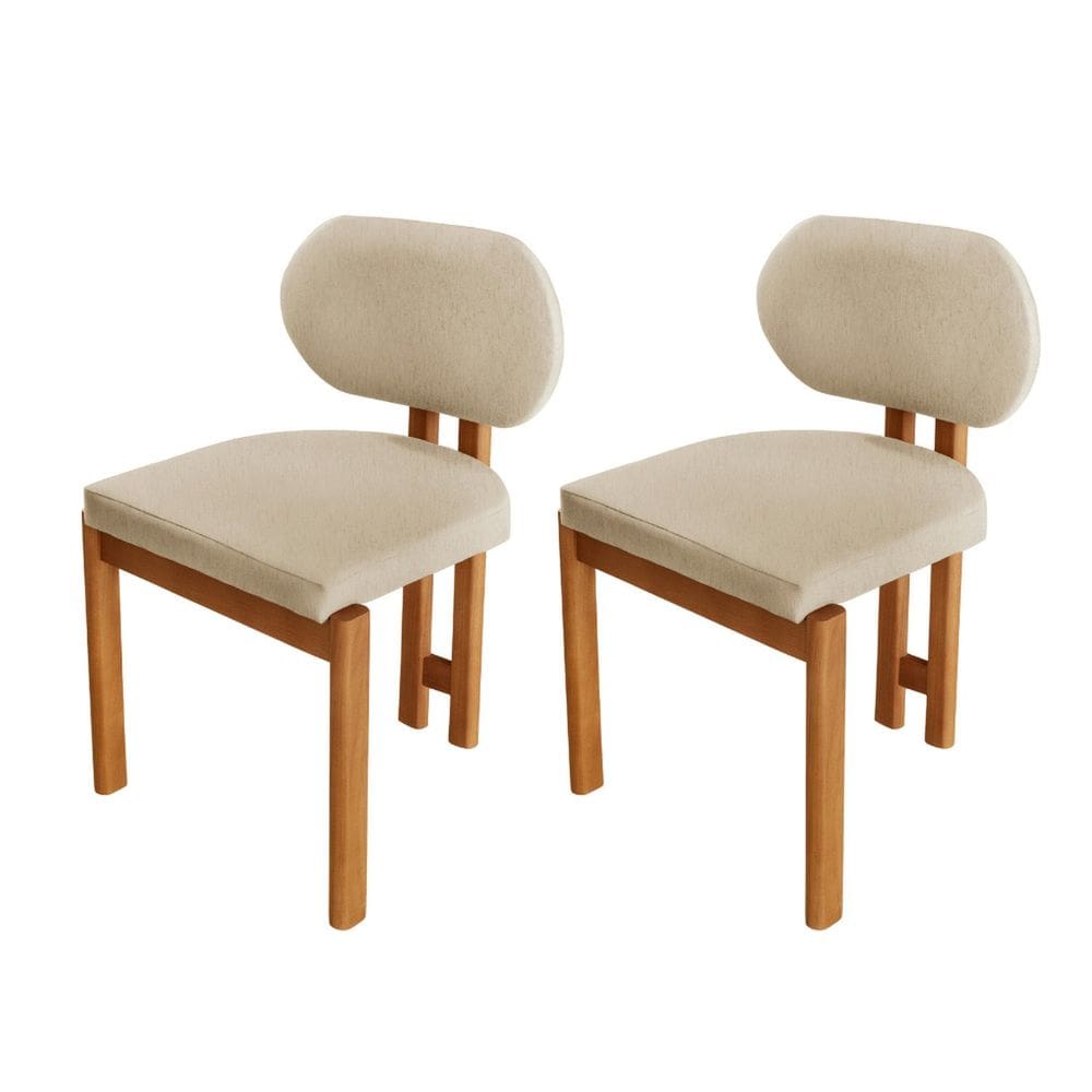 Conjunto com 2 Cadeiras em Madeira Tokyo Off White /Imbuia Natural