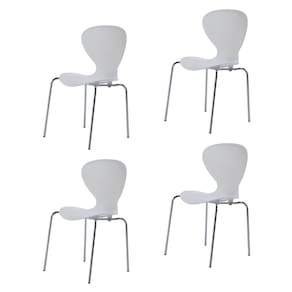 Conjunto 4 Cadeiras Base Tubular Fixa Flash Cromado/Branco