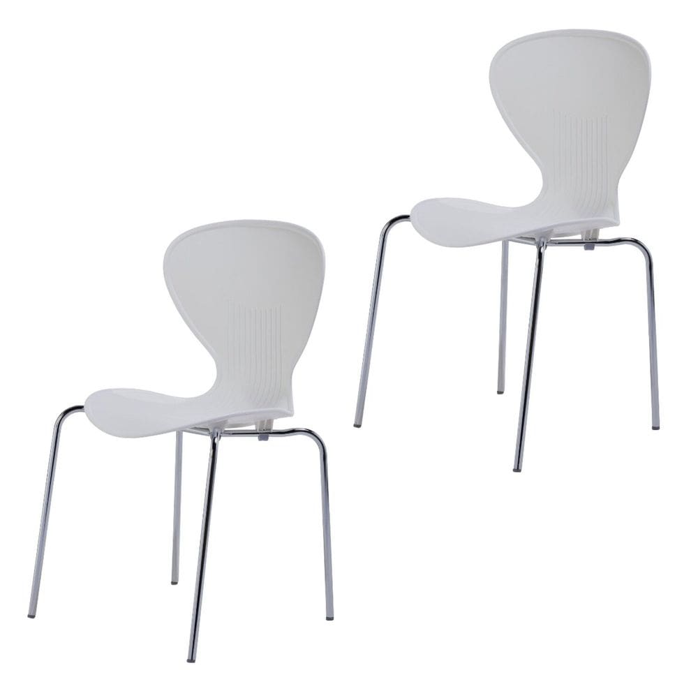 Conjunto 2 Cadeiras Base Tubular Fixa Flash Cromado/Branco