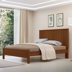 Cama de Casal 100% Mdf 123cm X 175cm Duo Nogueira