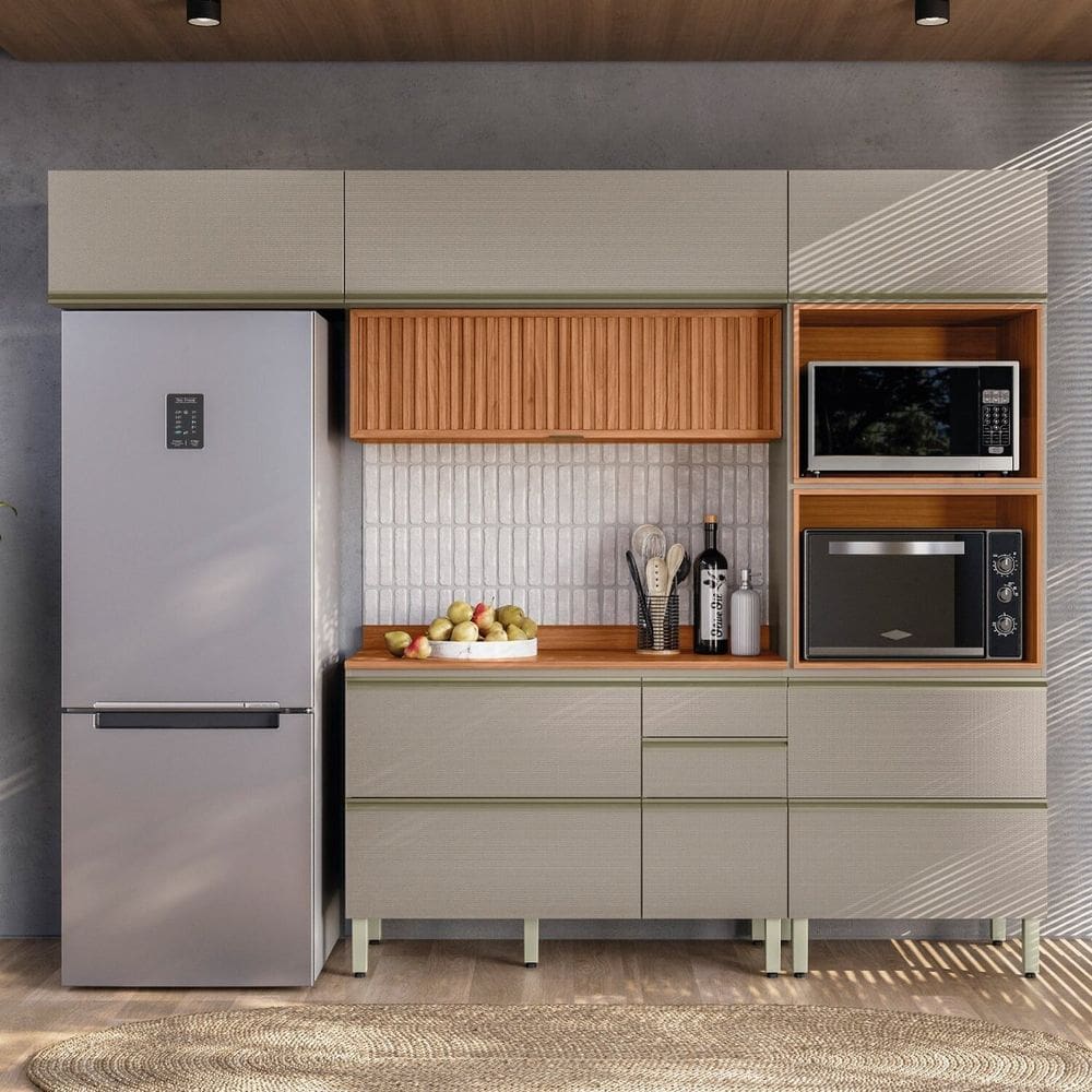 Cozinha Completa 270cm X 218,5cm Aéreo Rpd Tq 4 Peças Proença Nogueira/Nude Prime