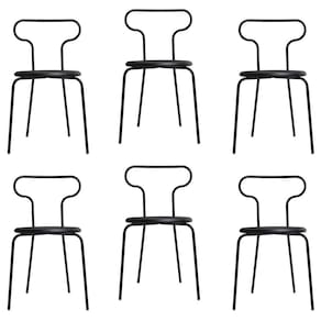 Conjunto 6 Cadeiras Base Tubular Fixa Fantasminha Chef Preto