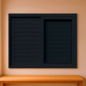 Janela Veneziana 3 Folhas Vidro Segurança 6cm 150x100cm Fábrica do Alumínio Preto