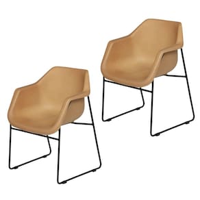 Conjunto 2 Cadeiras Base Tubular Fixa Lodelô Preto/Serragem