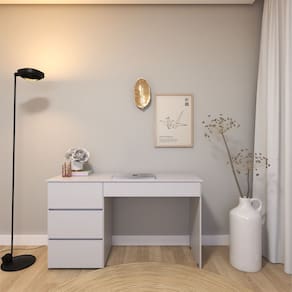 Escrivaninha Luxenburgo com 4 Gavetas Kitcubos Cinza Cristal