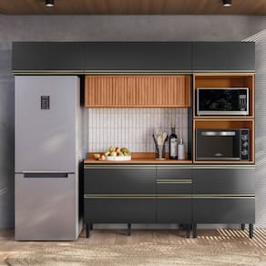 Cozinha Completa 270cm X 218,5cm Aéreo Rpd Tq 4 Peças Proença Nogueira/Carbono Prime