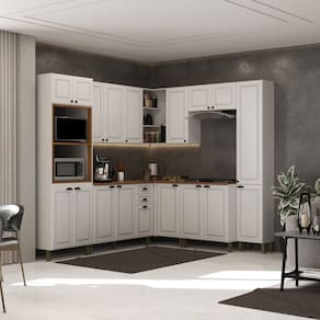 Cozinha Completa de Canto com Tampo Paris Branco