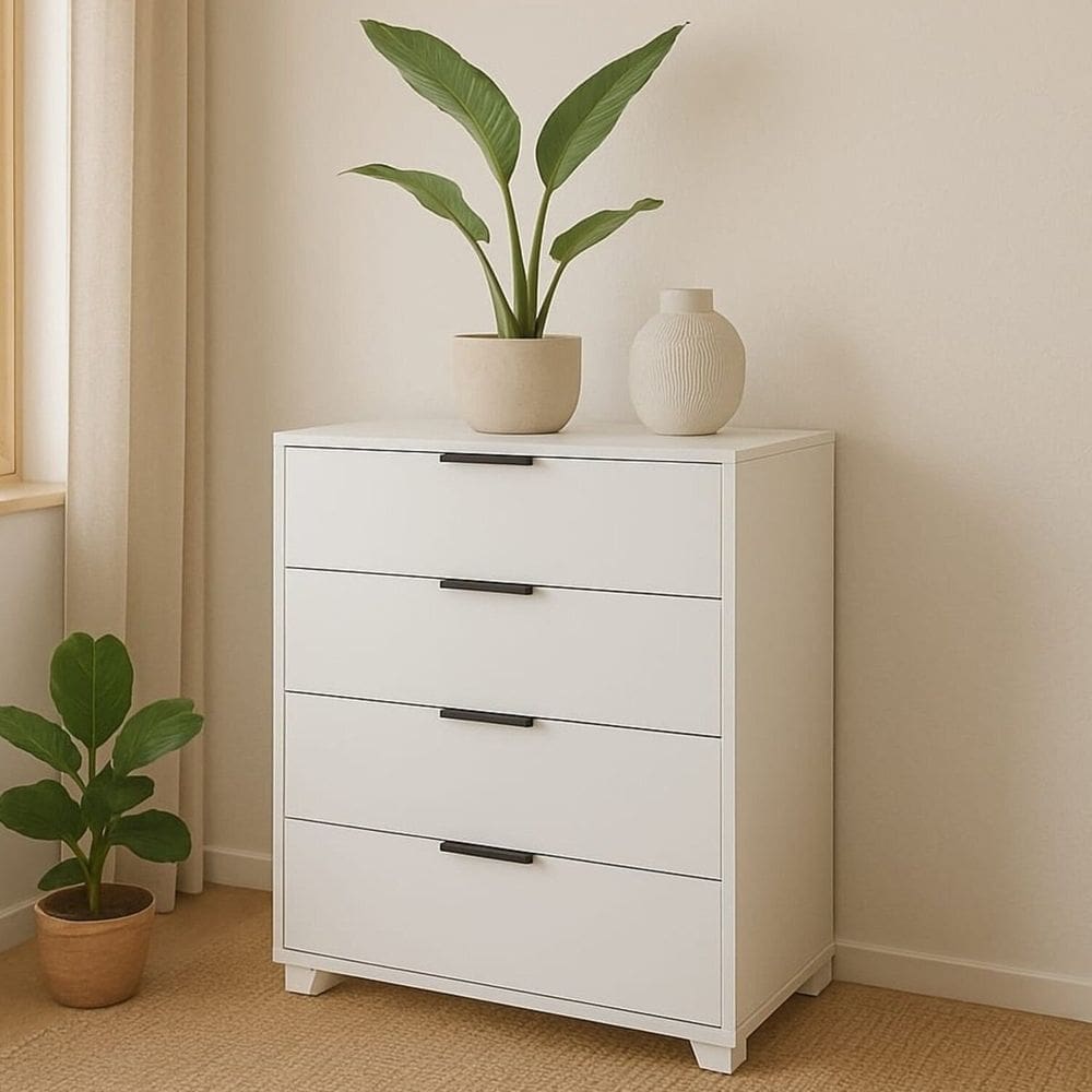 Cômoda para Quarto 4 Gavetas Mdf Altezza Branco
