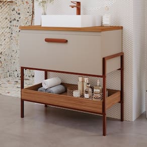 Gabinete para Banheiro com Cuba Hana Espresso Móveis Cappuccino