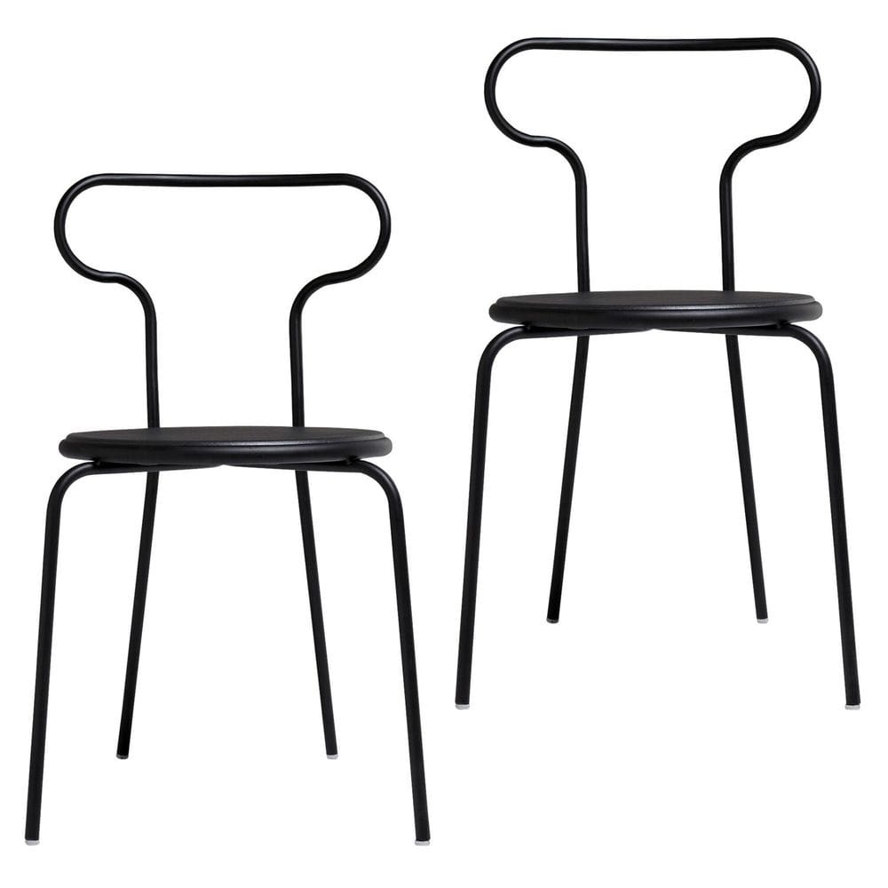 Conjunto 2 Cadeiras Base Tubular Fixa Fantasminha Chef Preto