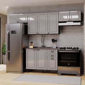 Cozinha Completa 4 Peças sem Tampo Paris Cinza / Titânio