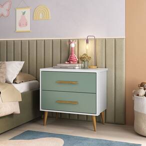 Mesa de Cabeceira Infantil Arco-íris Espresso Móveis Branco/Verde