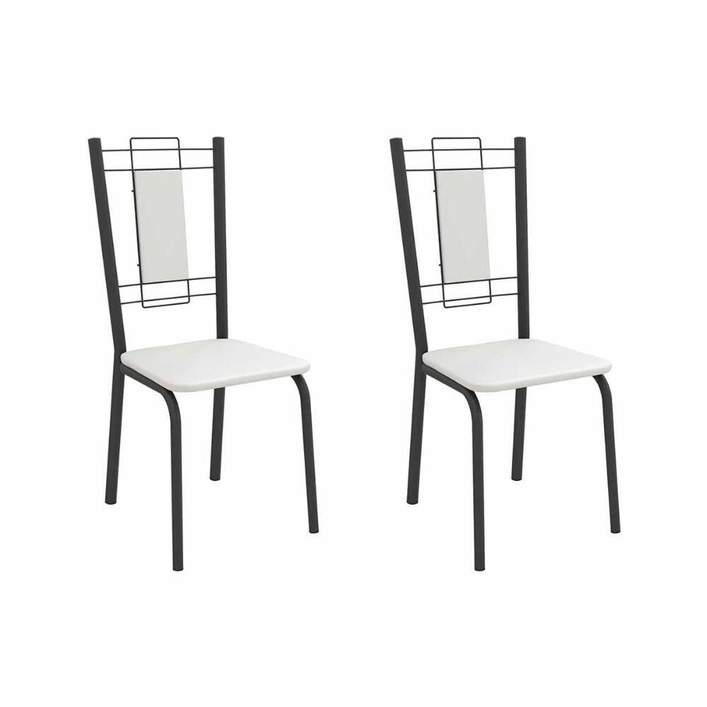 Cadeira Sala de Jantar Florença 2C005PRF Aço Kit 2 Un Preto/ano Branco - Kappesberg