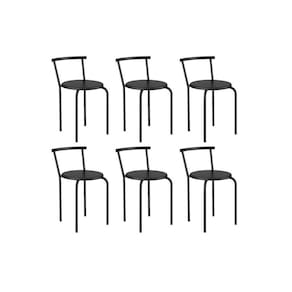 Banqueta Sala de Jantar 105 Kit 6 Uni Preto/Courano Preto - Carraro