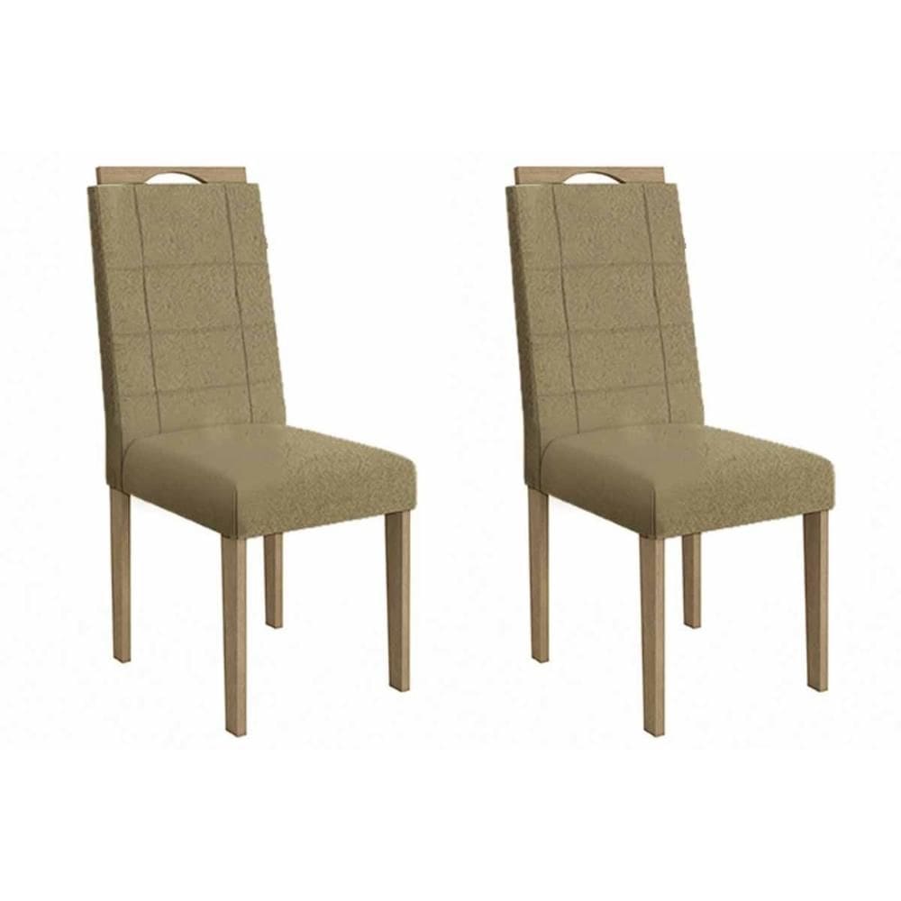 Cadeira Sala de Jantar Flora 2CAD161 Madeirado Kit 2 Un Carvalho/Boucle Bege - Kappesberg