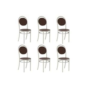 Cadeira Sala de Jantar 190 Aço Kit 6 Uni Prata/Courano Cacau - Carraro