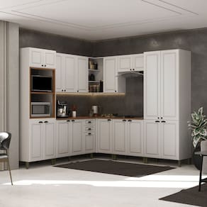 Cozinha Completa de Canto com Tampo Paris Branco