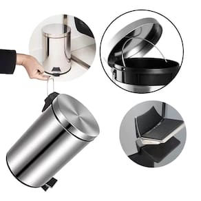 Lixeira Inox 5 Litros Com Pedal E Balde Interno CozinhaEBanheiro
