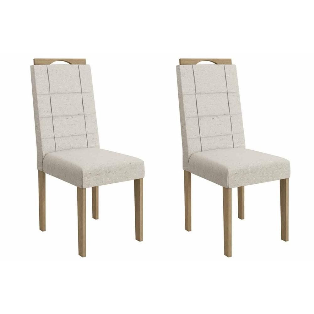 Cadeira Sala de Jantar Flora 2CAD161 Madeirado Kit 2 Un Carvalho/Linho Bege Caqui - Kappesberg