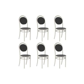 Cadeira Sala de Jantar 190 Aço Kit 6 Uni Prata/Courano Preto - Carraro