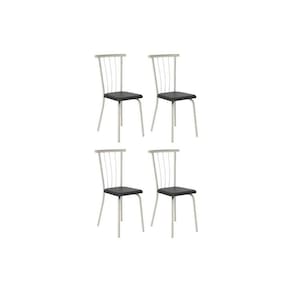 Cadeira Sala de Jantar 154 Aço Kit 4 Uni Prata/Courano Preto - Carraro