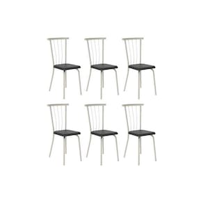 Cadeira Sala de Jantar 154 Aço Kit 6 Uni Prata/Courano Preto - Carraro