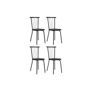 Cadeira Sala de Jantar 154 Aço Kit 4 Uni Preto/Courano Preto - Carraro