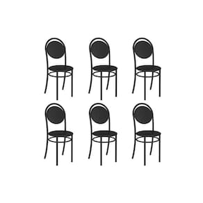 Cadeira Sala de Jantar 190 Aço Kit 6 Uni Preto/Courano Preto - Carraro