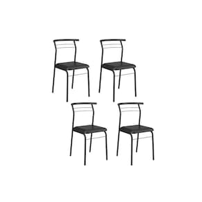 Cadeira Sala de Jantar 1708 Aço Kit 4 Uni Preto/Courano Preto - Carraro